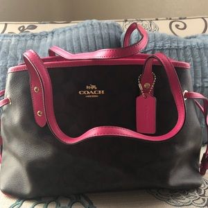 Coach purse. Brown and hot pink